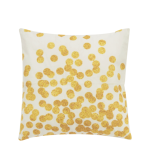 White Velvet Cushion with Golden Rounds