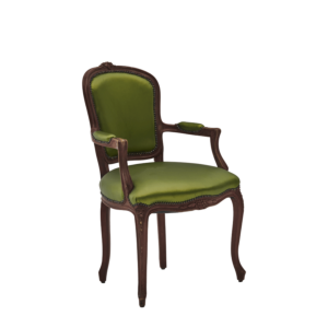 Lauren Armchair in Brown with Chartreuse Green Seat Pad