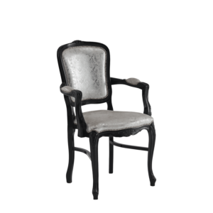 Versailles Armchair in Black with Silver Seat Pad