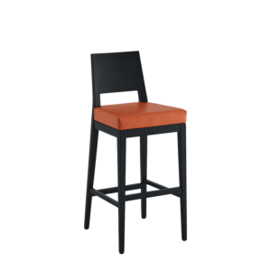 Porcino Bar Stool in Black with Orange Seat Pad