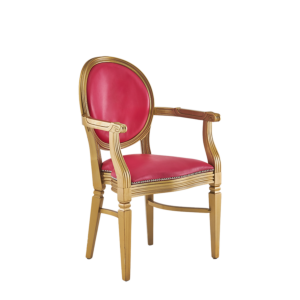 Chandelle Armchair in Gold with Pink Seat Pad