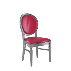 Chandelle Chair in Silver with Pink Seat Pad