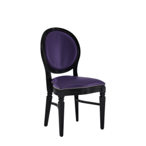 Chandelle Chair in Black with Purple Seat Pad