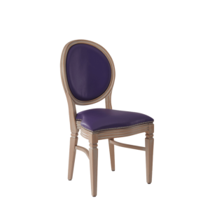 Chandelle Chair in Ivory with Purple Seat Pad