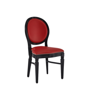 Chandelle Chair in Black with Red Seat Pad