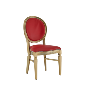 Chandelle Chair in Gold with Red Seat Pad