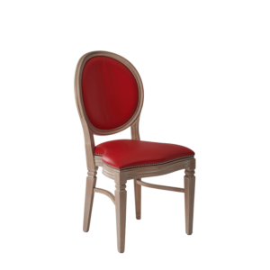 Chandelle Chair in Ivory with Red Seat Pad