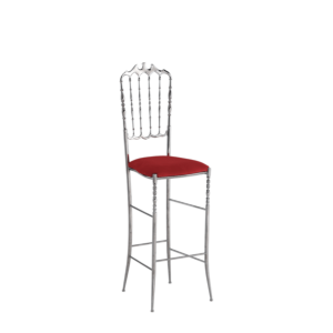 Napoleon Bar Stool in Chrome with Red Seat Pad