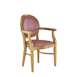 Chandelle Armchair in Gold with Rose Seat Pad