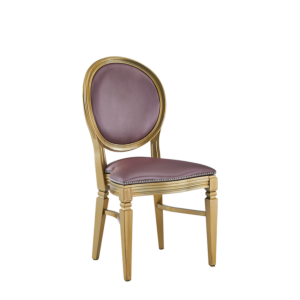 Chandelle Chair in Gold with Rose Seat Pad