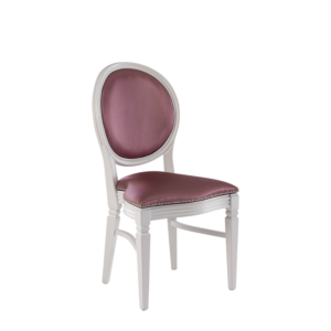 Chandelle Chair in White with Rose Seat Pad
