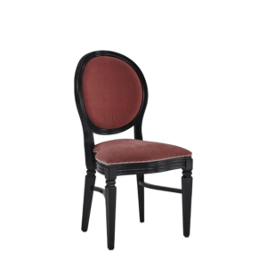 Chandelle Chair in Black with Rose Pink Velvet Seat Pad