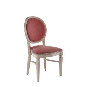Chandelle Chair in Ivory with Rose Pink Velvet Seat Pad