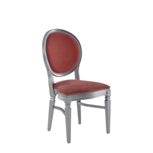 Chandelle Chair in Silver with Rose Pink Velvet Seat Pad