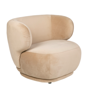 Elton taupe velvet armchair 78 x 90 cm H 70 cm