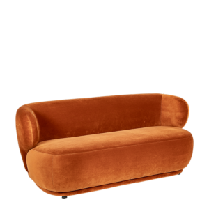 Elton terracotta velvet sofa 78 x 170 cm H 70 cm