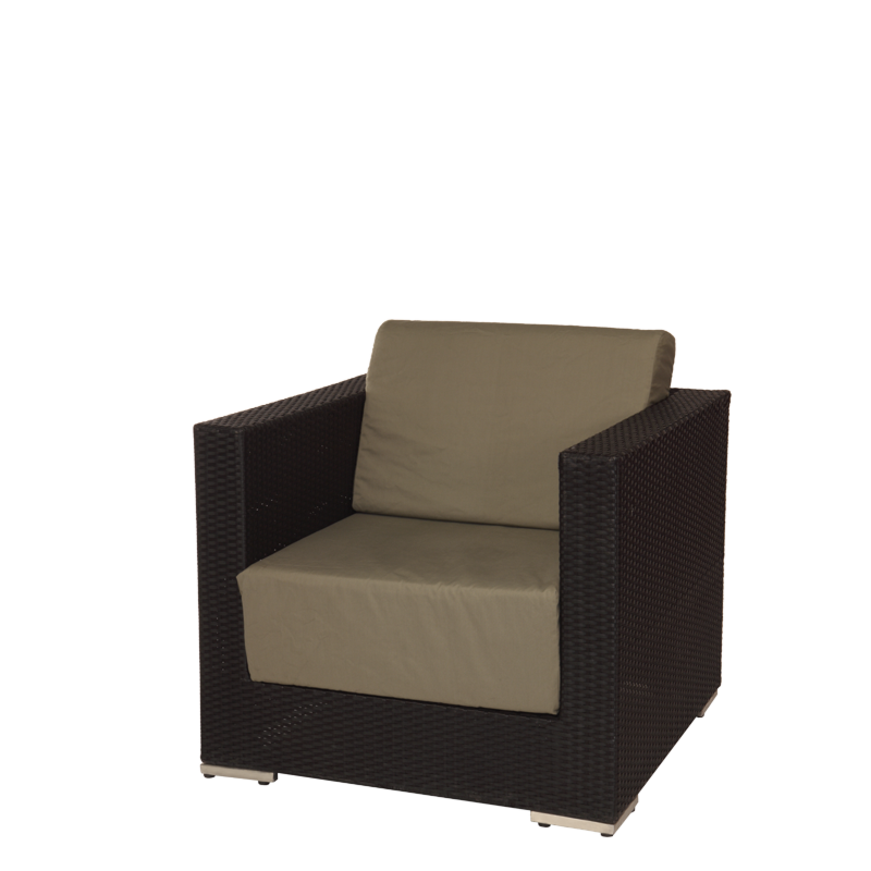 Taupe Woven Lounge Armchair L 31.49" - W 31.49" - H 26.37"
