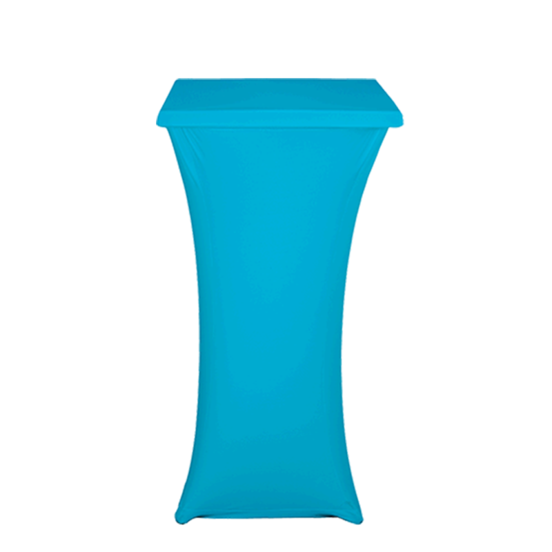 Square Steel Poseur Table with Turquoise Cover 60X60 cm H 111 cm