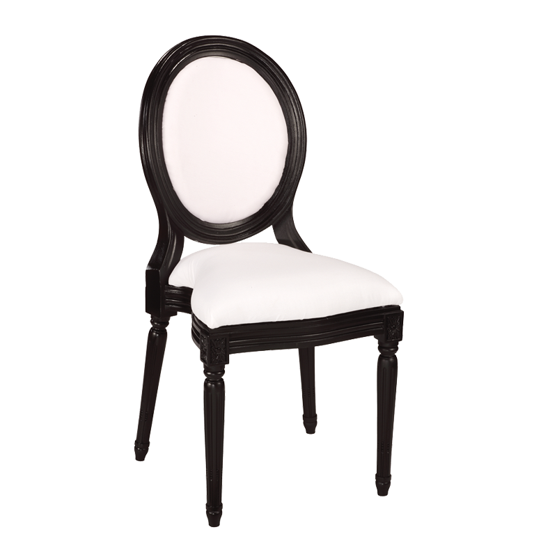 Montaigne Chair in Black with White Seat Pad