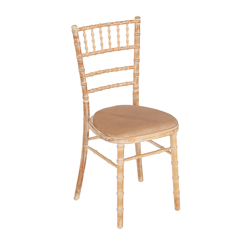 Bamboo Chair in Limewash with Caramel Seat Pad