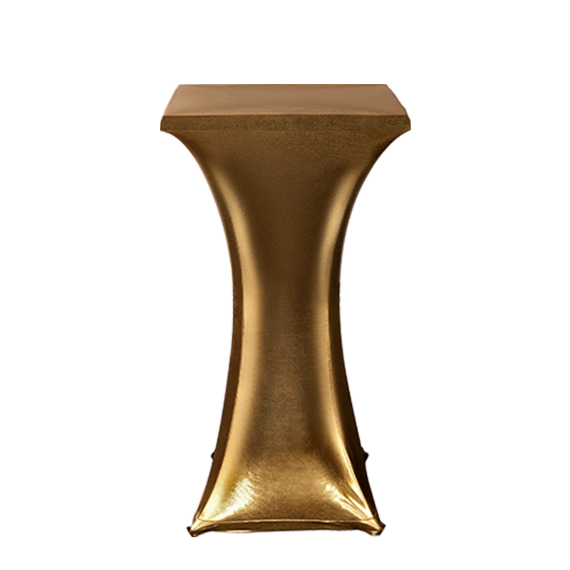 Square Steel Poseur Table with Gold Cover 60 X 60 cm H 111 cm