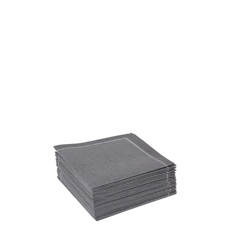 Cocktail Napkin Grey Fabric Prefolded 20 X 20 cm (Pack Of 30)