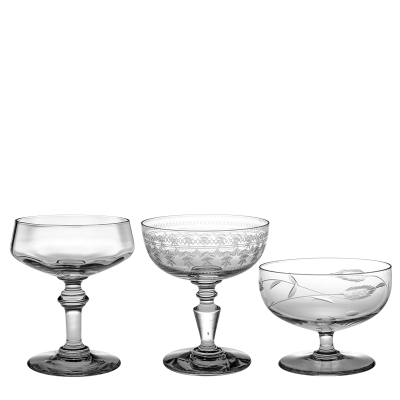 Vintage cristal champagne coupe Ø 9-11 cm H 7-15 cm 10-17 cl