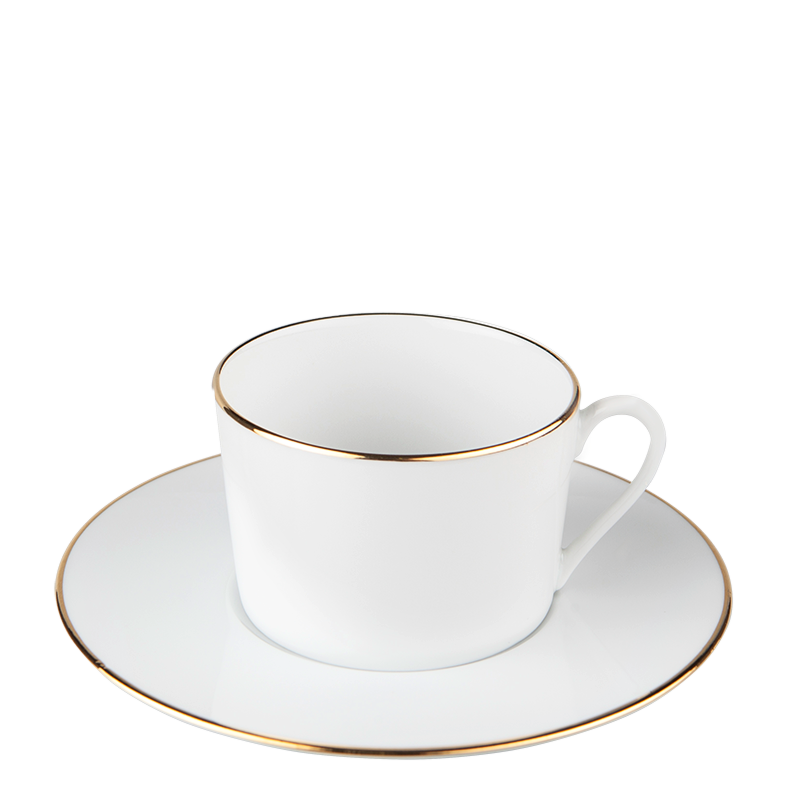 Plane Teacup and Saucer with Gold Thread 22 cl