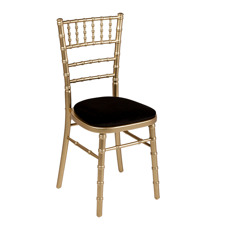 Bamboo Chair in Gold with Black Velvet Seat Pad