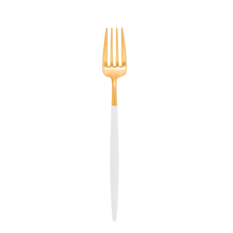 Cutipol white and gold table fork