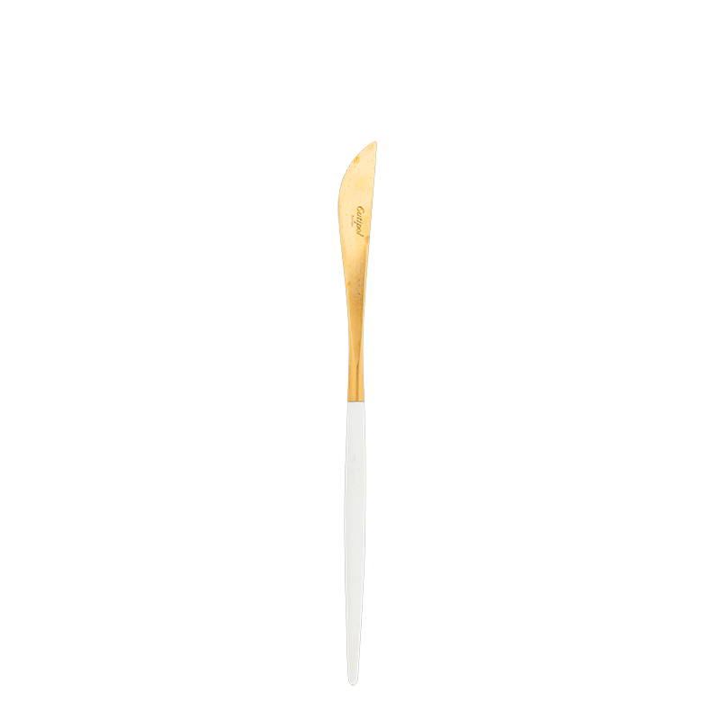 Cutipol white and gold dessert knife