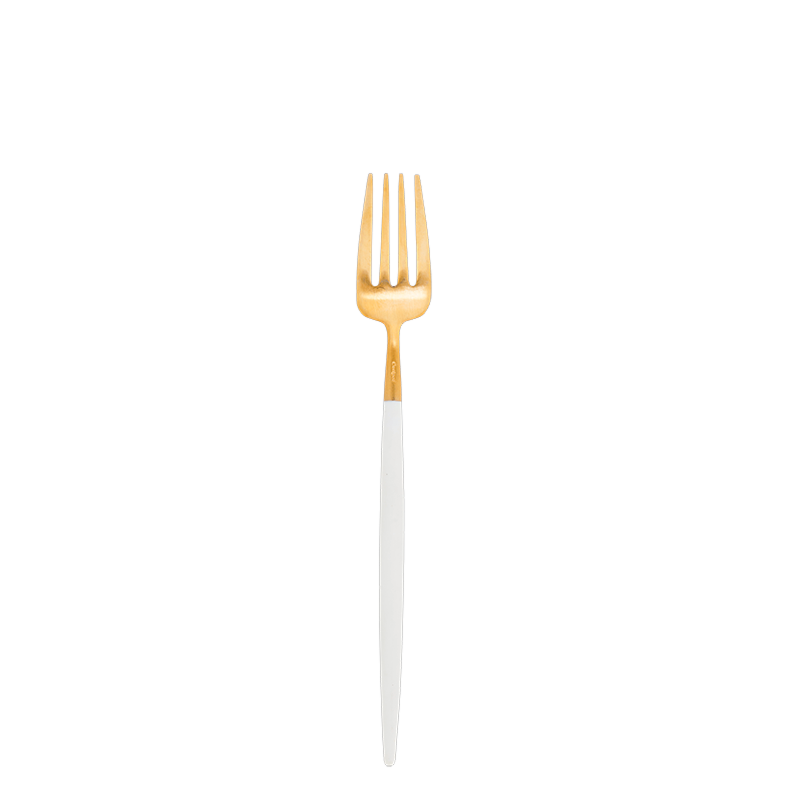 Cutipol white and gold dessert fork