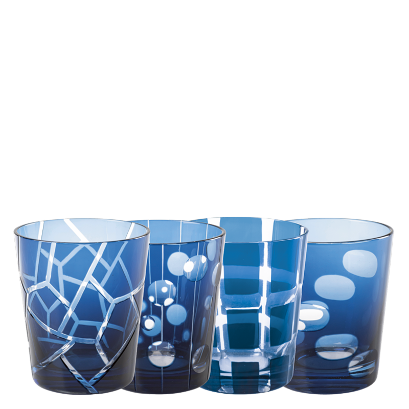 Blue Mélodie glass tumbler Ø 8 cm H 9 cm 24 cl