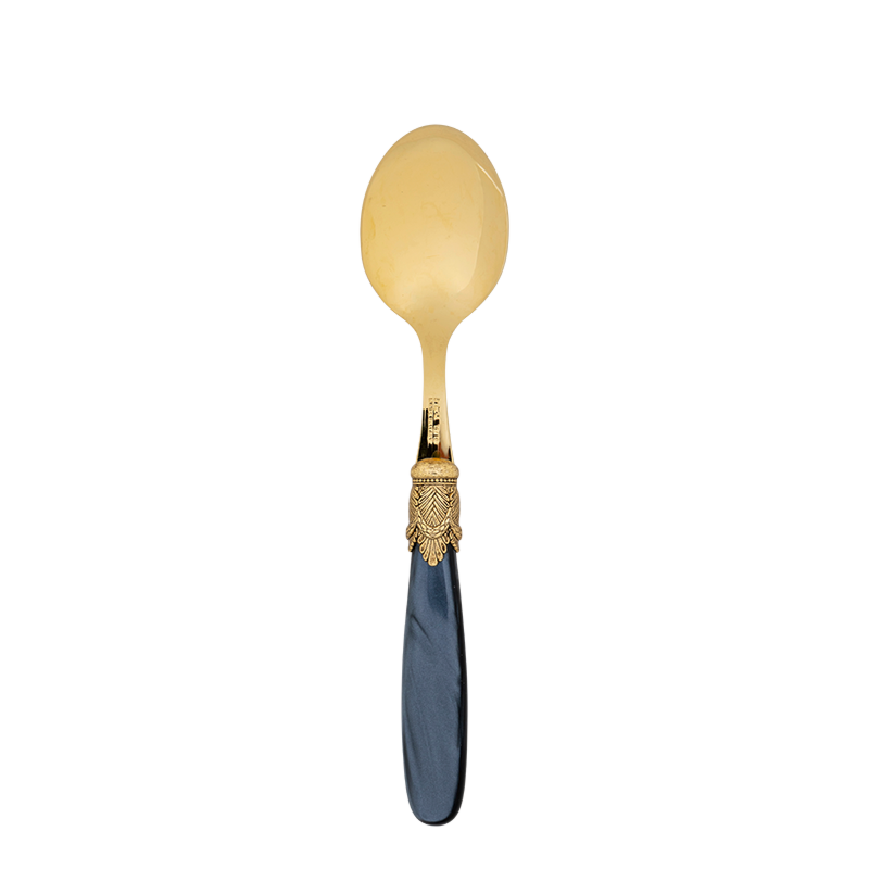 Black and Gold Mother of Pearl Dessert Spoon