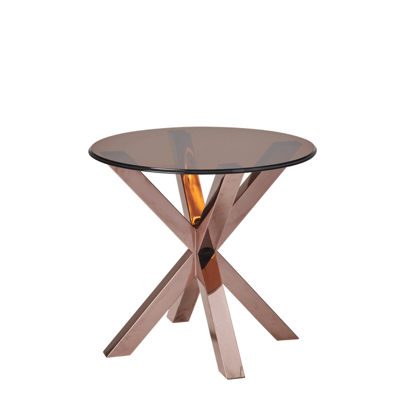 Cognac Occasional Table with Bronze Crystal Top