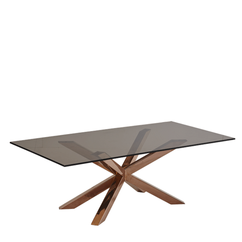 Cognac Coffee Table with Rectangular Smoked Glass Top