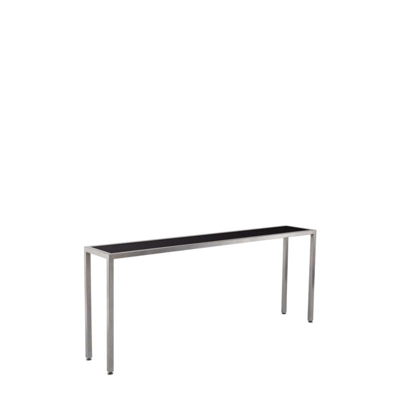 Unico Console Table with Stainless Steel Frame and Black Top