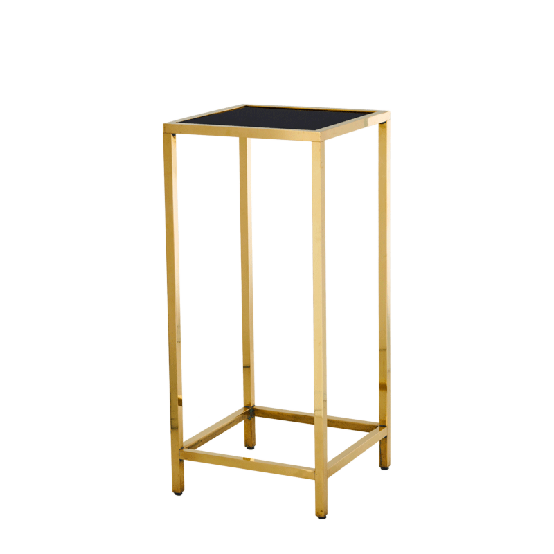 Unico Square Poseur Table with Gold Frame and Black Top
