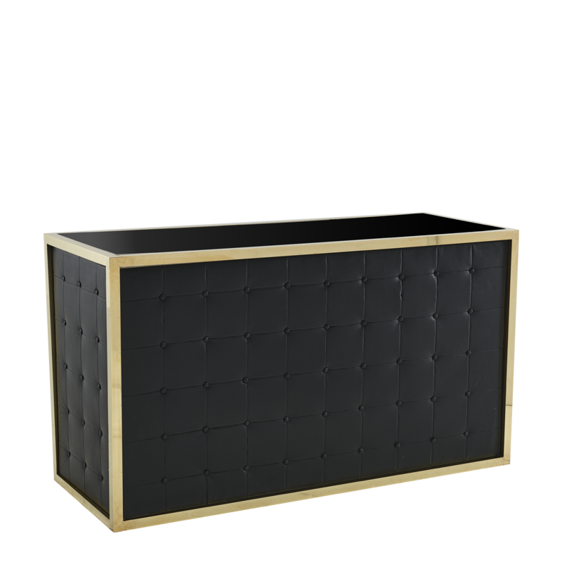 Unico Rectangular Bar - Gold Frame - Black Upholstered Panels