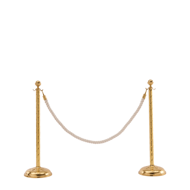 Twisted Stanchion in Brass with White Rope