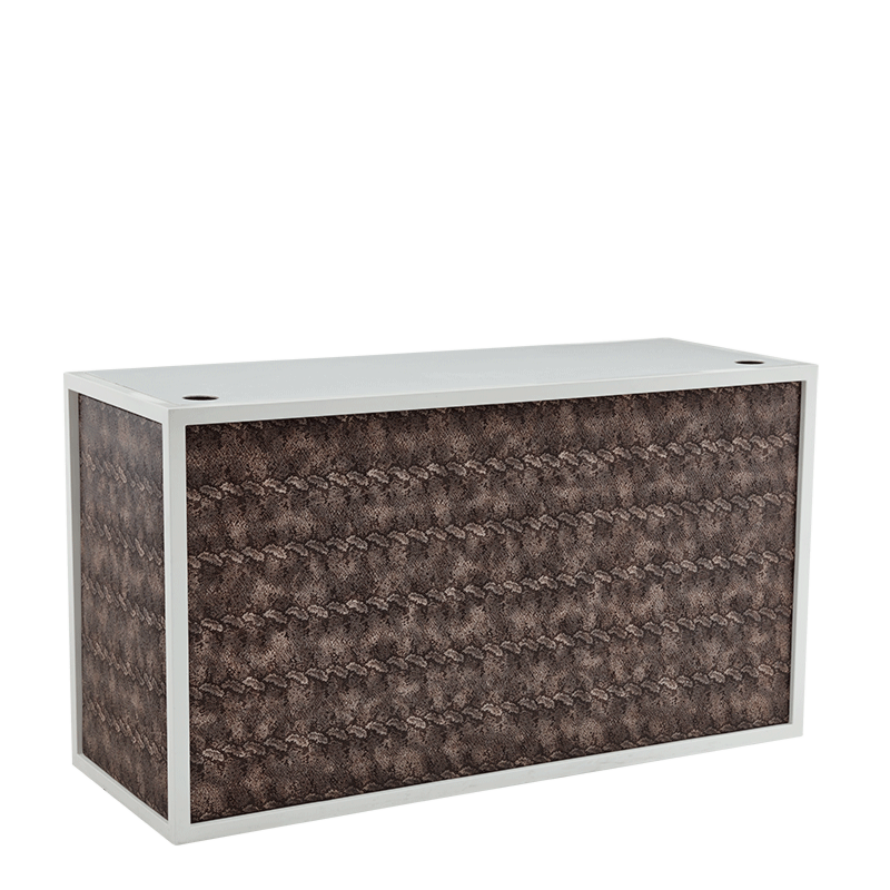 Unico DJ Booth - White Frame - Upholstered Snake Skin Panels