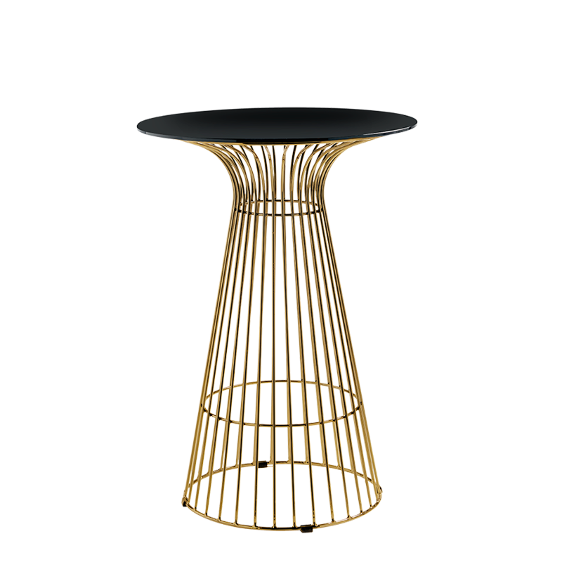 Gianni Poseur Table in Gold with Smoked Crystal Top