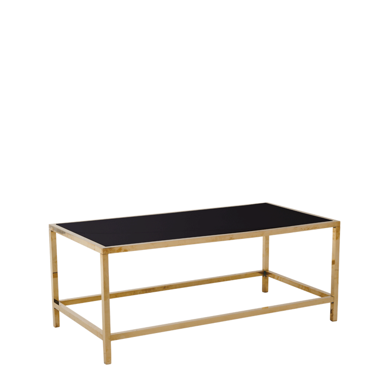 Unico Rectangular Coffee Table with Gold Frame and Black Top