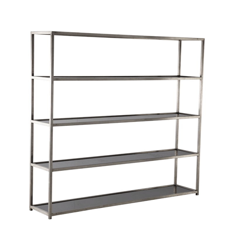Unico Shelving Unit with Stainless Steel Frame and Black Panels