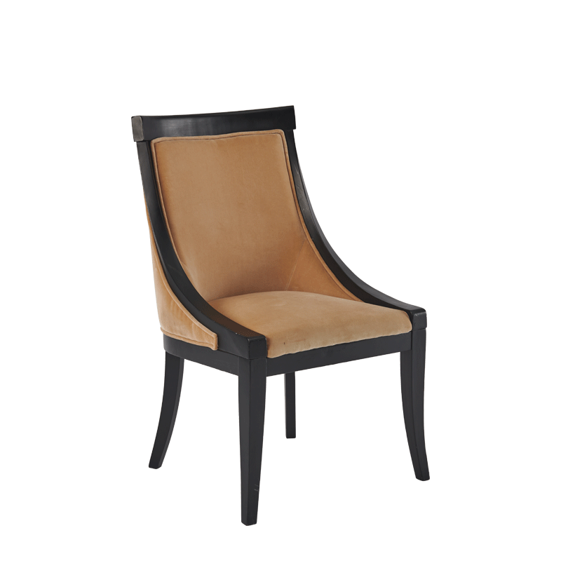 Sabrina Chair in Black with Caramel Velvet Seat Pad