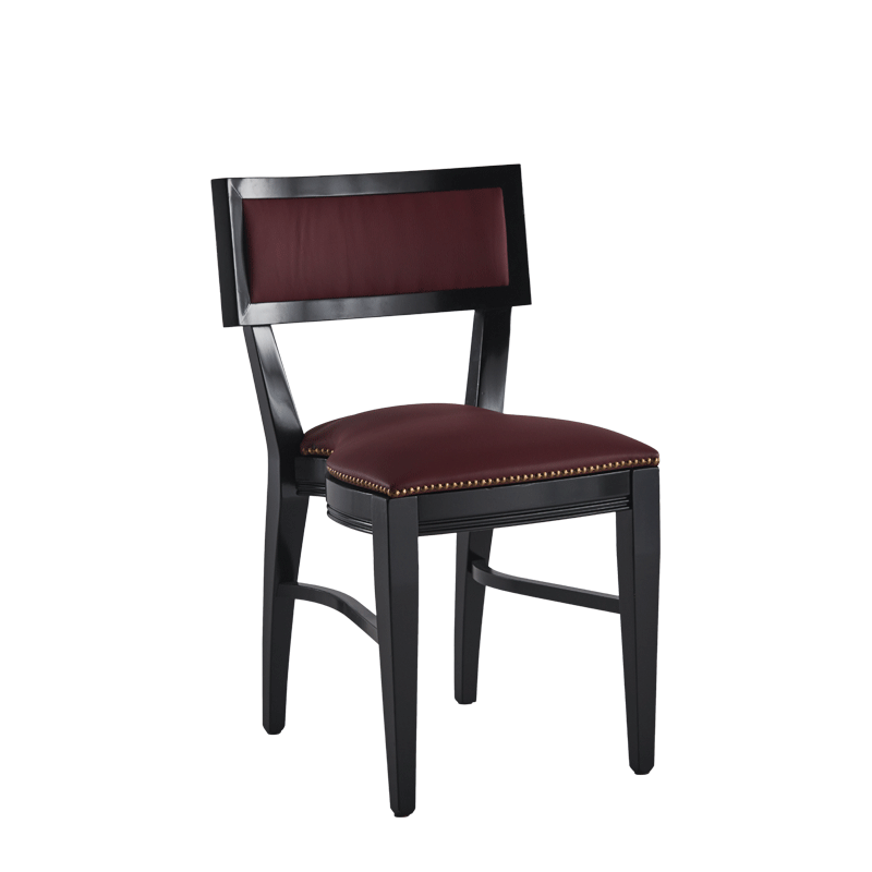 The Bogart Chair in Black with Claret Wine Seat Pad