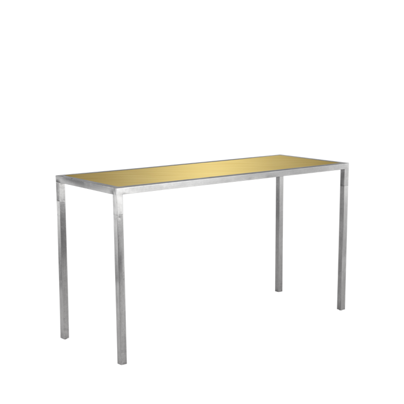 Unico Rectangular Poseur Table - Stainless Steel Frame - Gold Top