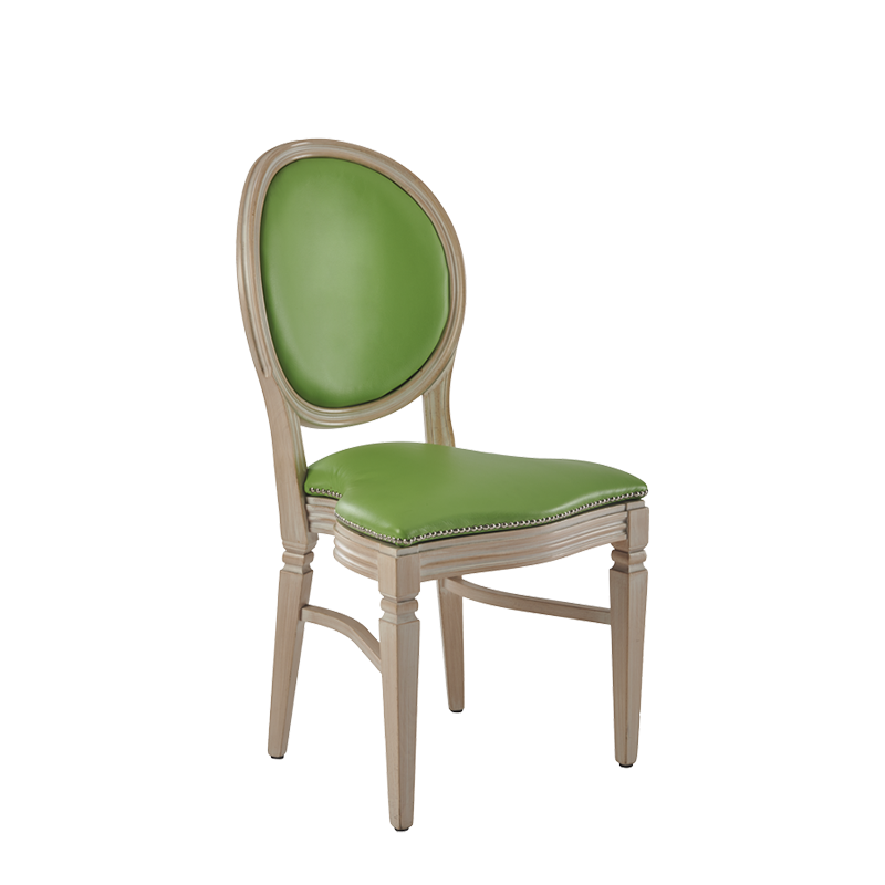Chandelle Chair in Ivory with Green Seat Pad