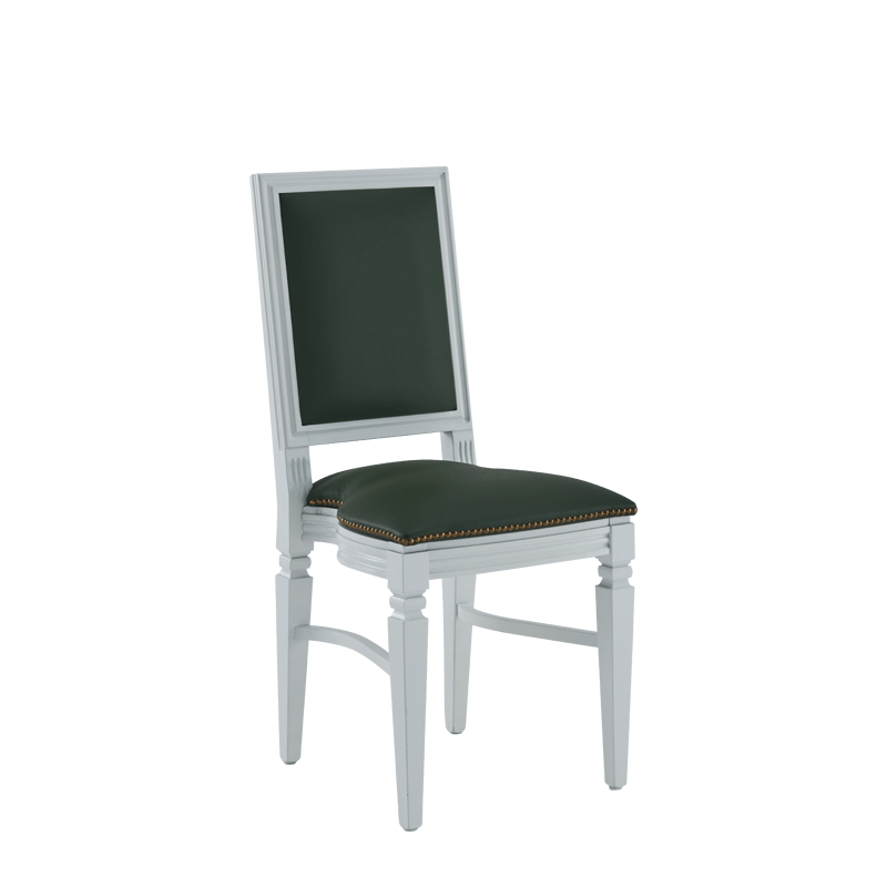 CKC Chair in White with Hunter Green Seat Pad