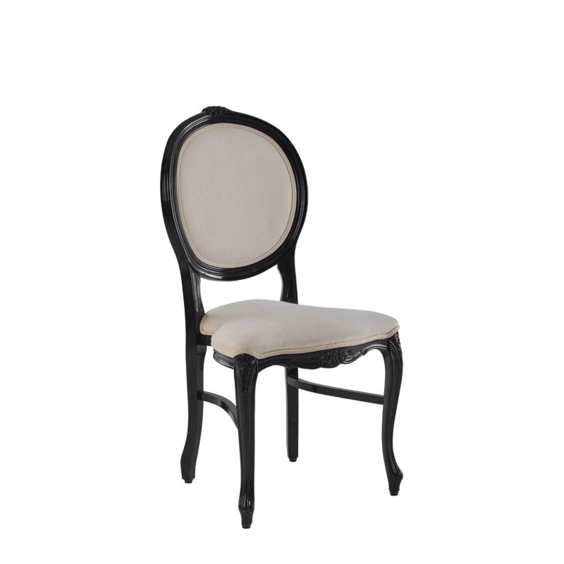 Louise Chair in Black with Ivory Seat Pad